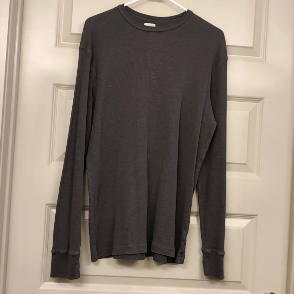 Merona mens charcoal long sleeve waffle print pullover size large